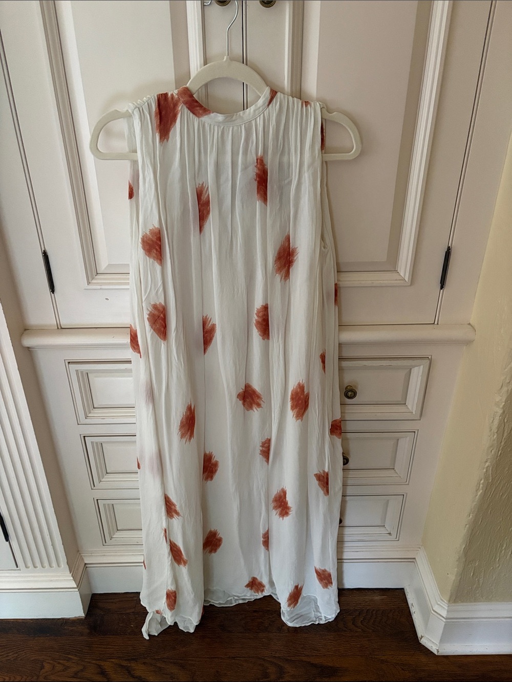 Zara White Midi Dress with Rust Spot Pattern